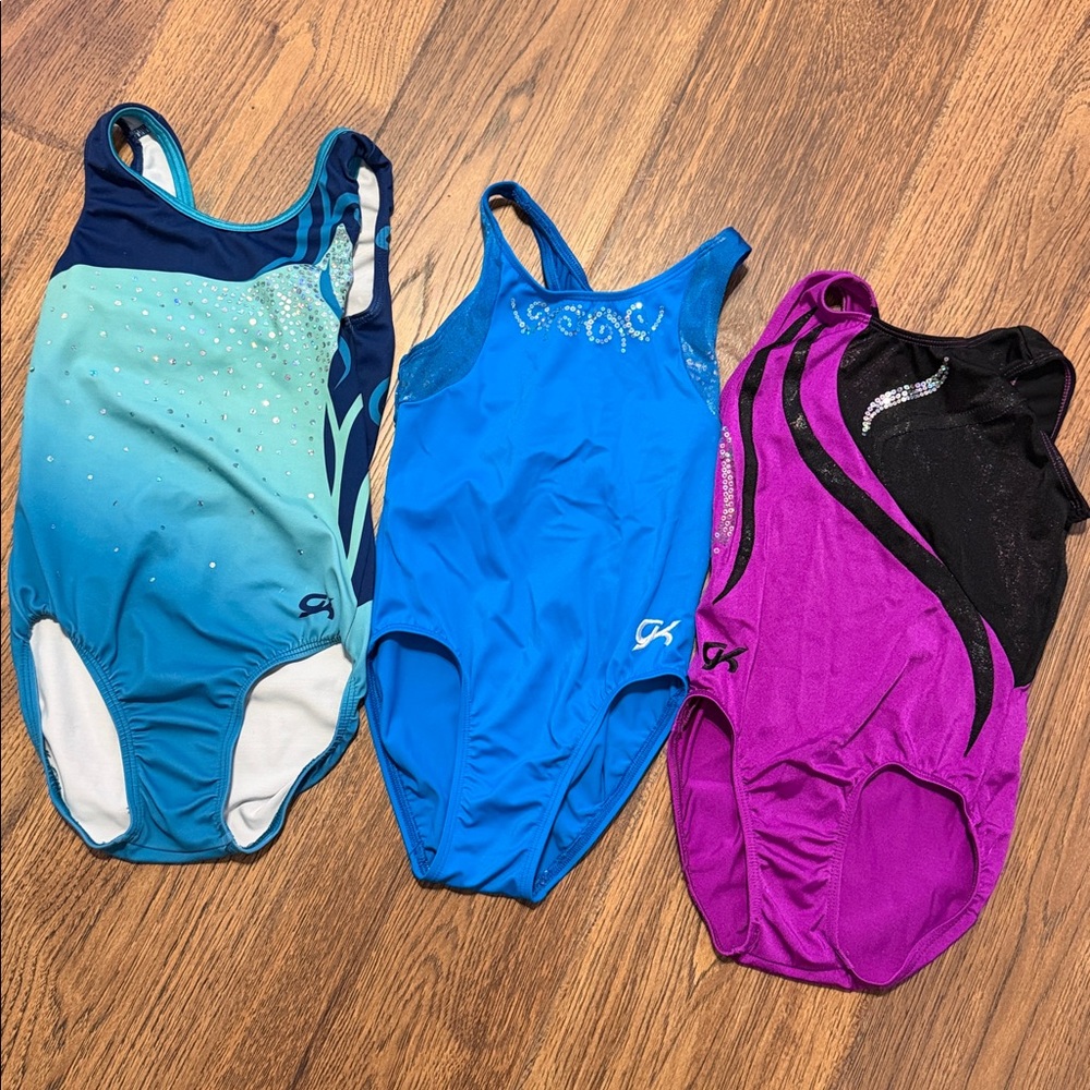 GK Gymnastics Leotards- Blue, Purple, and Teal